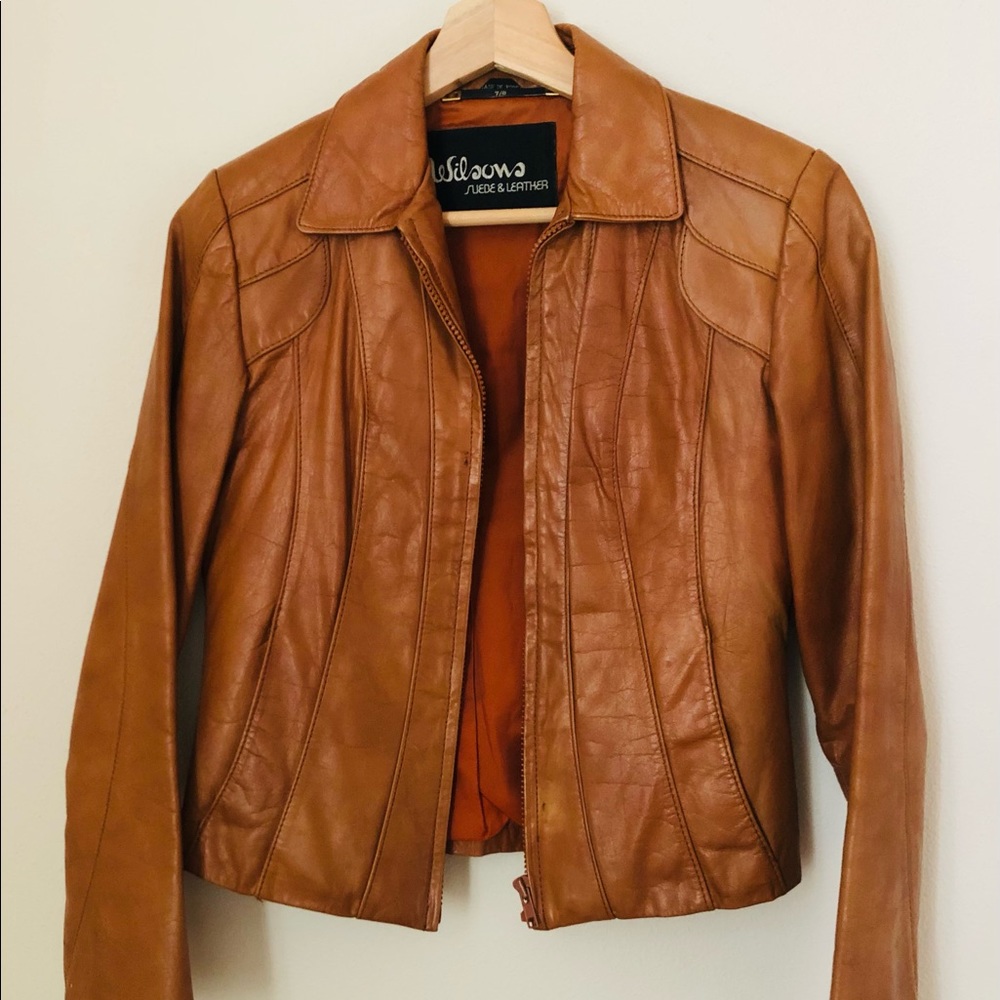 Wilsons Vintage 70's Brown Leather Jacket Size 7/8
